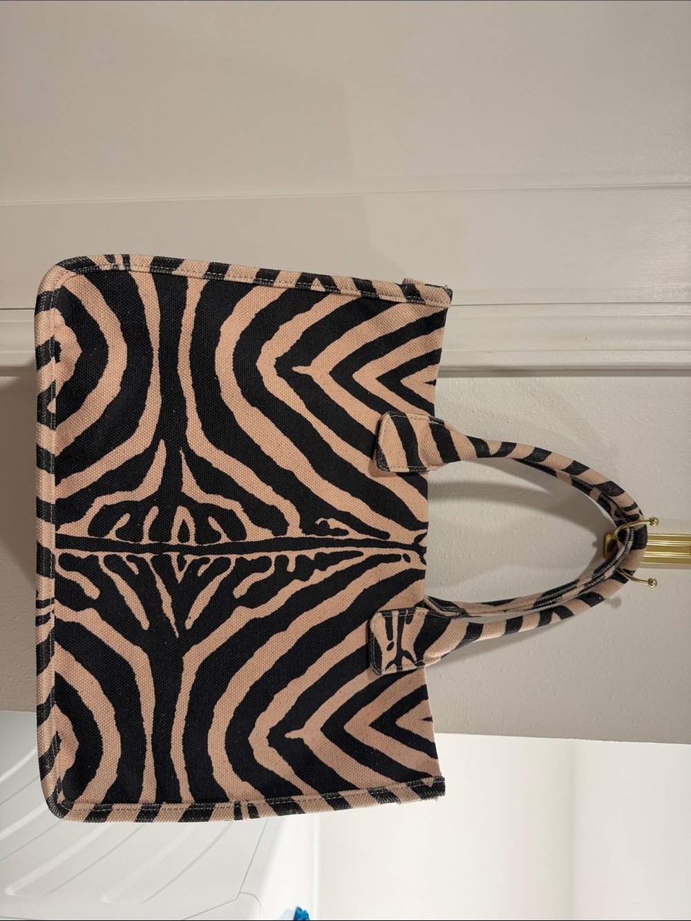 Black and Tan Zebra Print Canvas Tote Bag